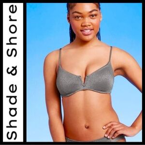 NWOT Shade & Shore Metallic Gray V-Wire Bikini Set